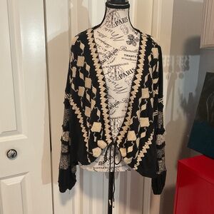 Rare find geometric design front tie top by Free People